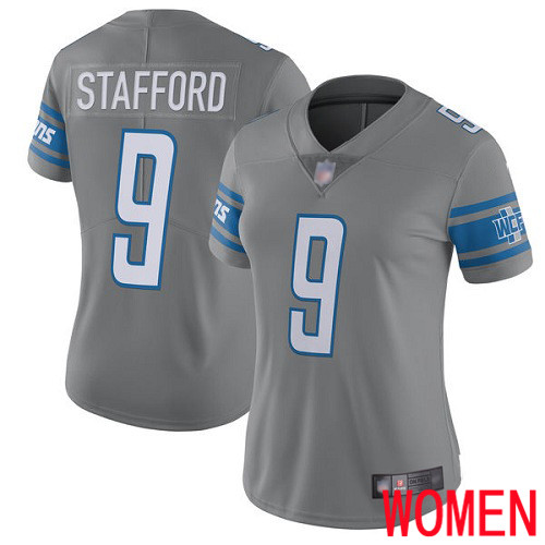 Detroit Lions Limited Steel Women Matthew Stafford Jersey NFL Football #9 Rush Vapor Untouchable